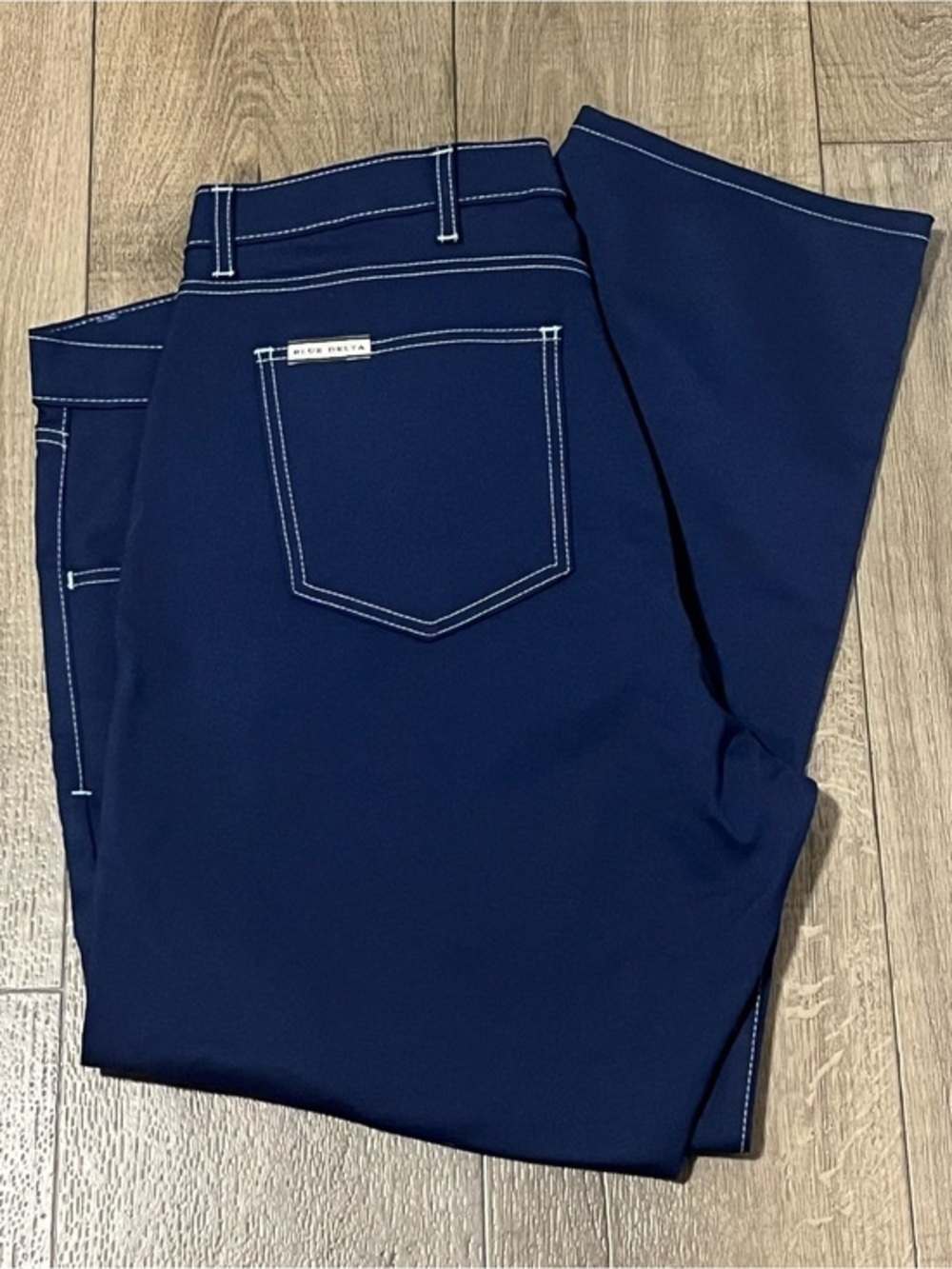 Blue Delta Pants Mens 42x29 Blue Chino 5 Pocket Slim Fit Custom Casual